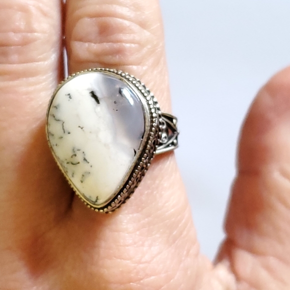 Vintage Southwest White Buffalo Turquoise Ring Sz8 - Picture 3 of 11